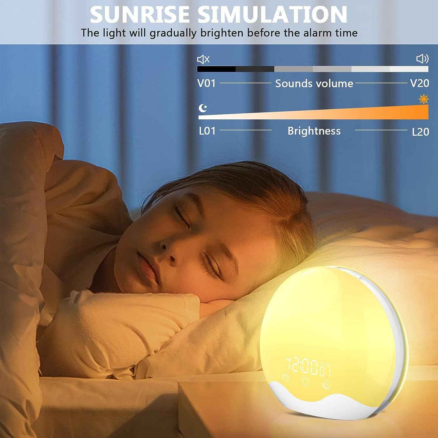 LED Electronic Time Alarm Clock Wake-up Light - LumaLair