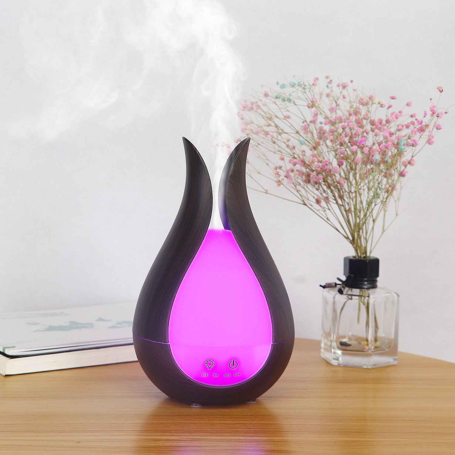Small Ultrasonic Wood Grain Hollow Essential Oil Aroma Diffuser / Humidifier - LumaLair