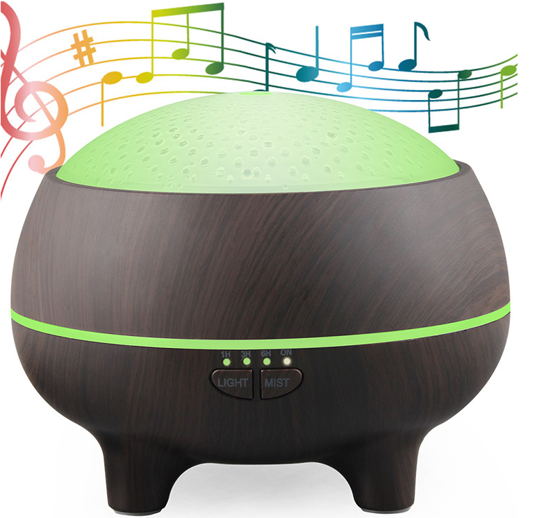 Wood Grain Essential Oil Diffuser with Bluetooth Speaker