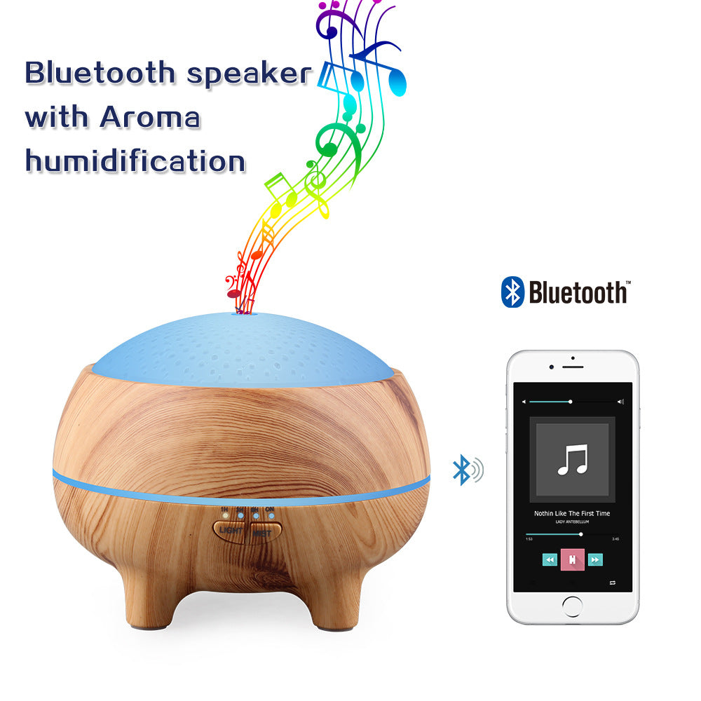 Wood Grain Essential Oil Diffuser with Bluetooth Speaker