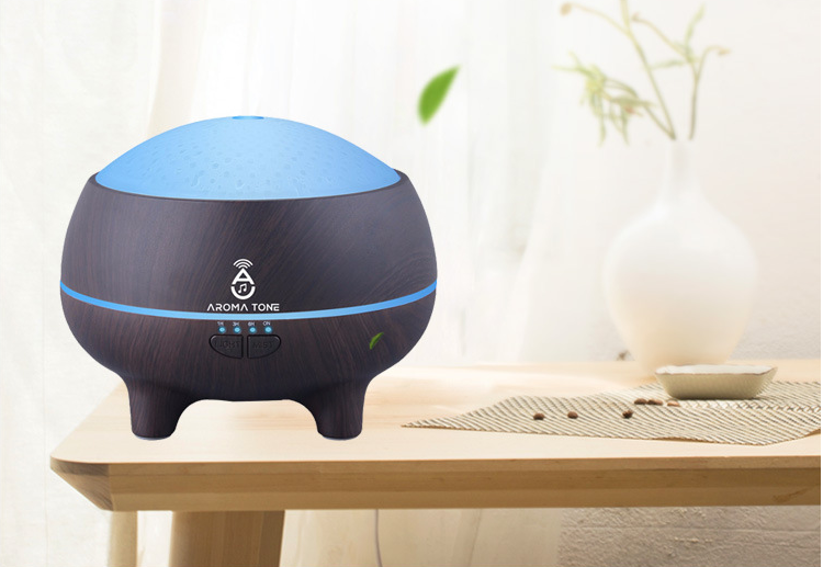 Wood Grain Essential Oil Diffuser with Bluetooth Speaker
