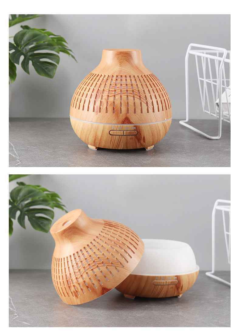 Ultrasonic 400ml Wood Grain Aroma Diffuser for Ultimate Relaxation - LumaLair